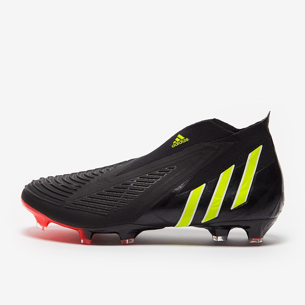 Adidas Predator Edge+ FG Cleats. Black/Solar Yellow/Solar Red