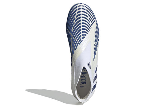 Adidas Predator Edge+ FG Cleats. Cloud White/Hi-Res Blue/Cloud White