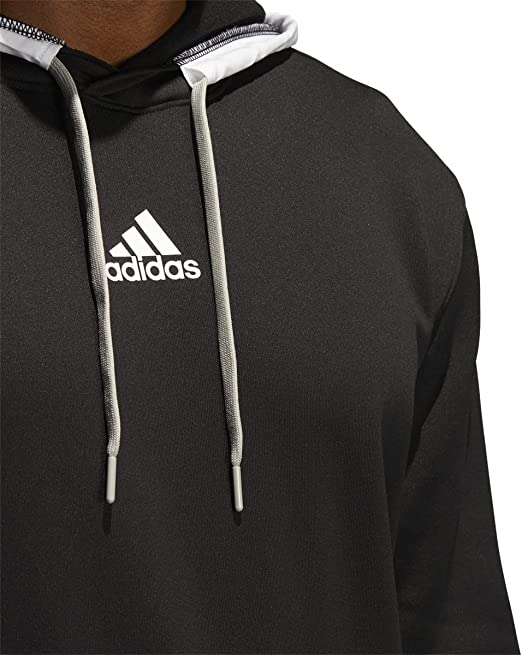 Adidas Men's Team Hoodie-Black/Medium Grey Heather Solid