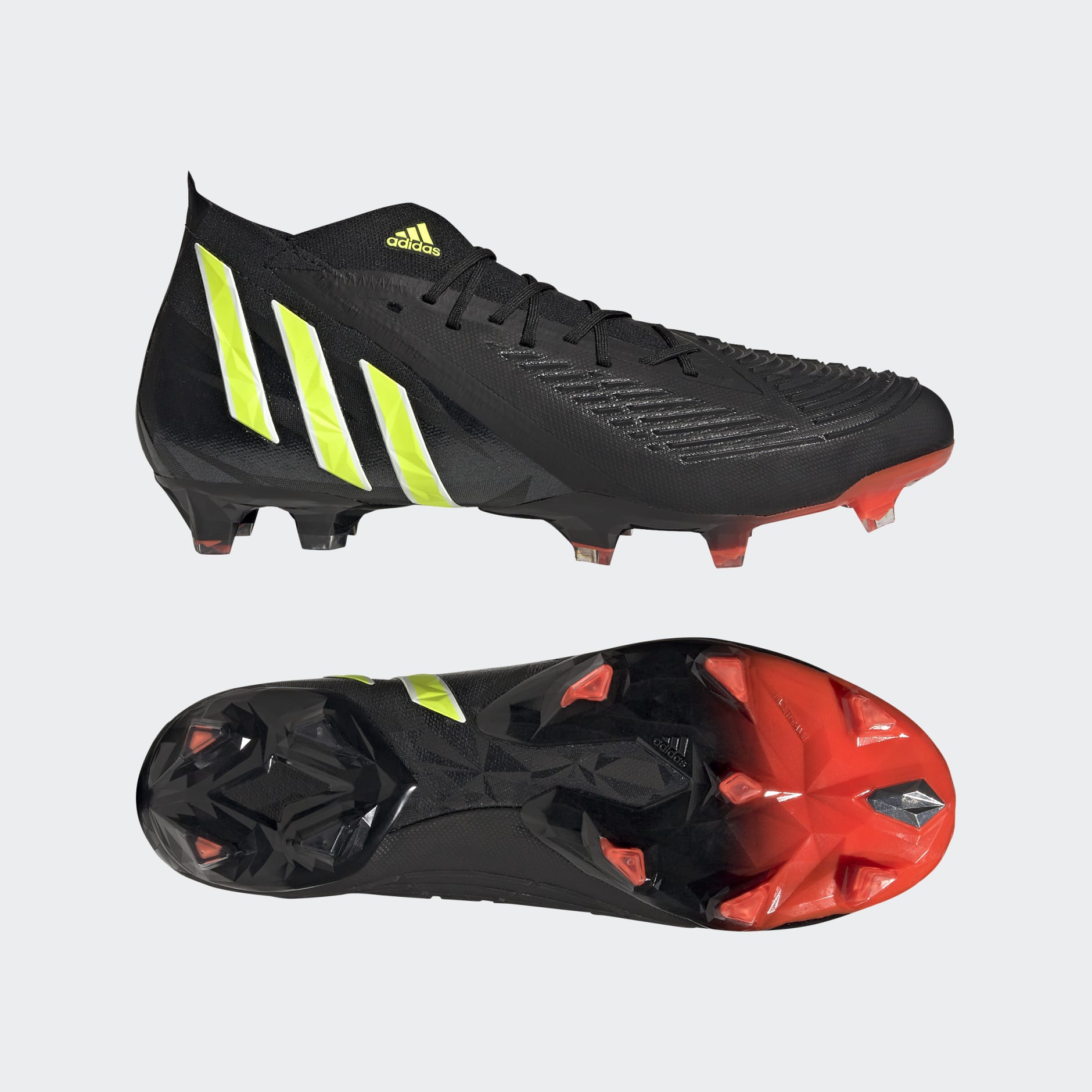 Adidas Predator Edge.1 FG Cleats. Black/Solar Yellow/Solar Red