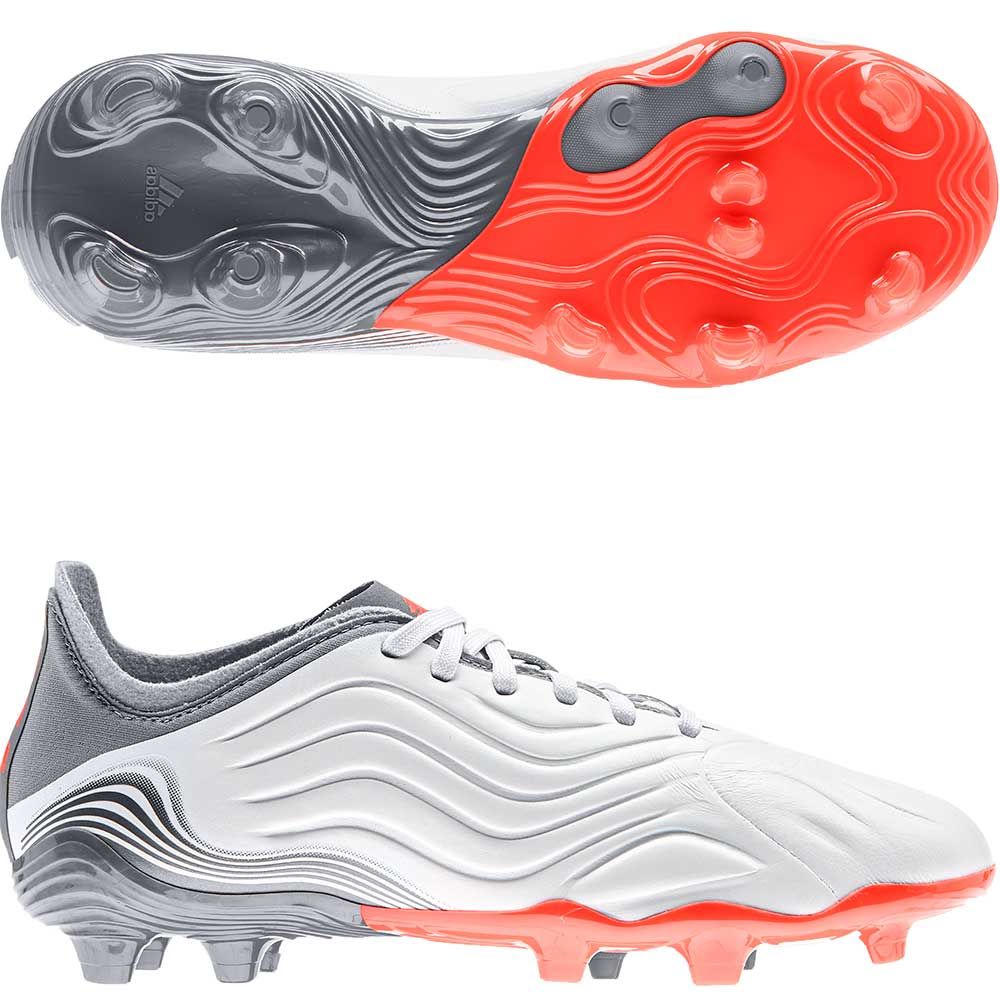 Adidas Youth Copa Sense.1 FG Cleats - White/Solar Red/Iron Metallic