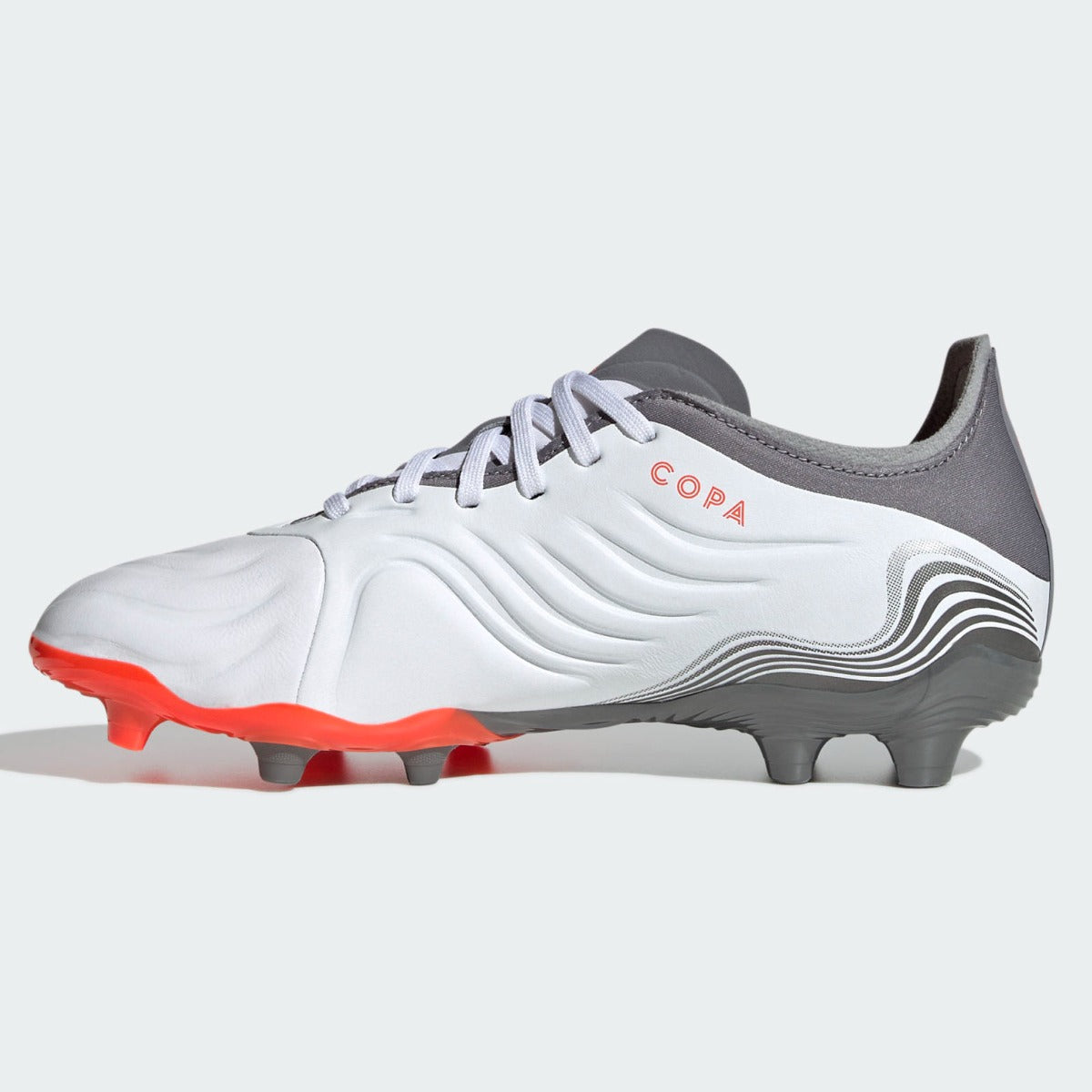 Adidas Youth Copa Sense.1 FG Cleats - White/Solar Red/Iron Metallic